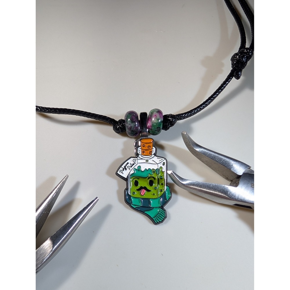 Polyjuice Potion Repurposed Enamel Pin Necklace Adjustable Black Cord Potion Bot